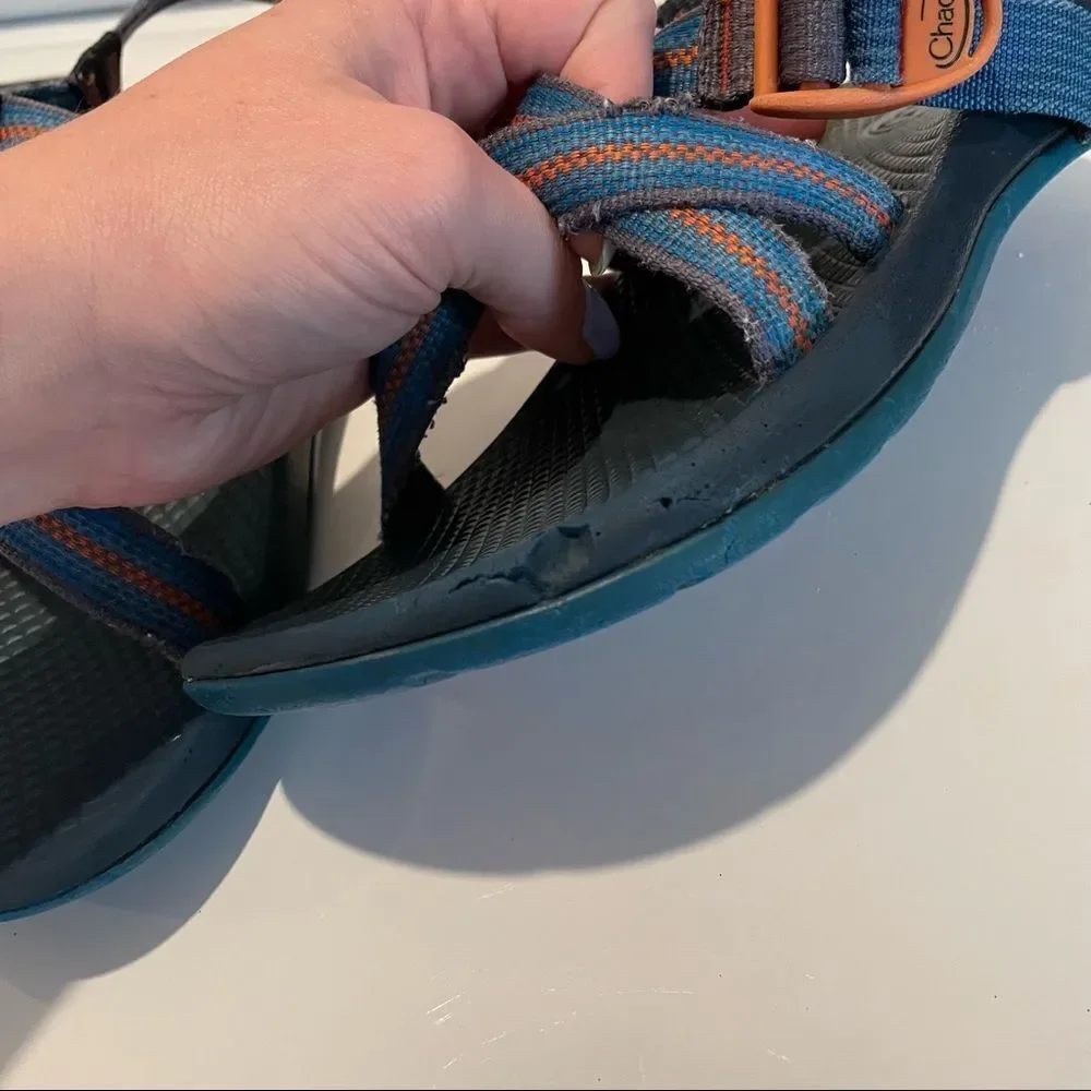 Chaco Kids Z/1 Ecotread Sandals in Split Blue & Orange